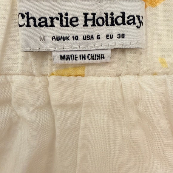 Charlie Holiday Fruit Print Tiered Maxi Skirt M Linen Blend plus J. Crew Tee - Picture 4 of 12